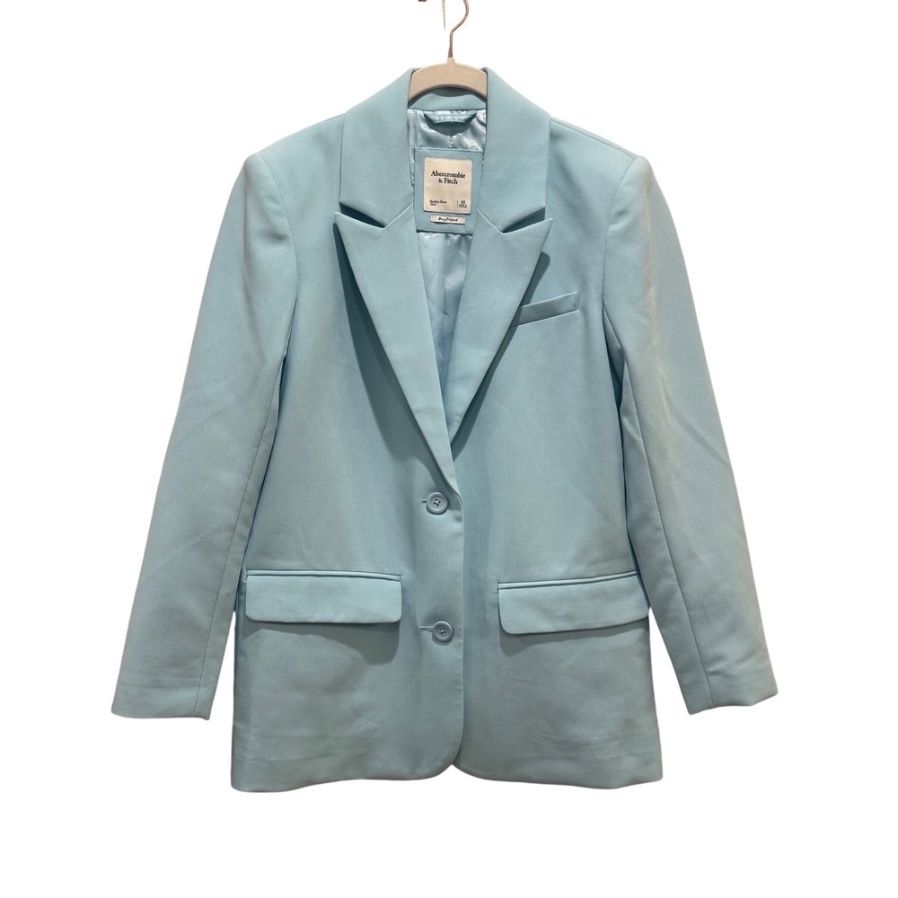 Abercrombie & Fitch Boyfriend Oversized Blazer Women XS Light Blue Relaxed Fit